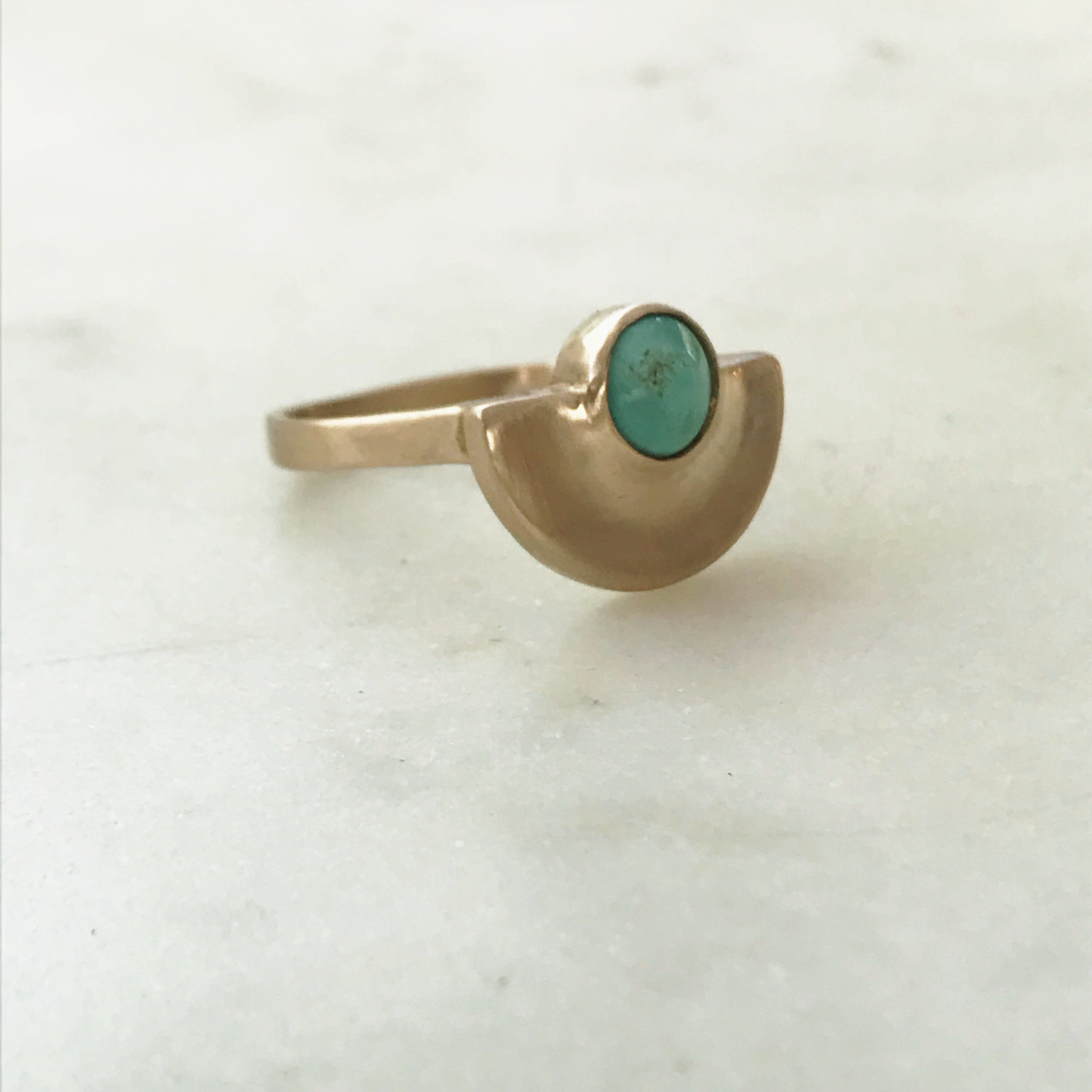 MINIMAL SEMICIRCLE TURQUOISE RING– MIMOSA Handcrafted