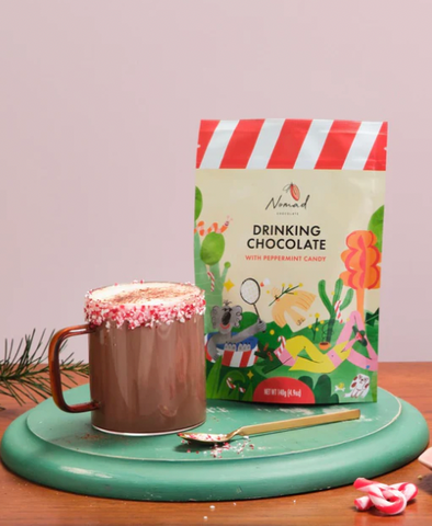 Nomad hot chocolate with peppermint candy