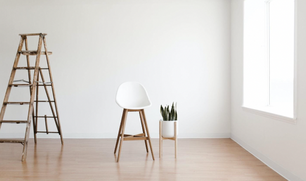 White chair in minimally decorated apartment