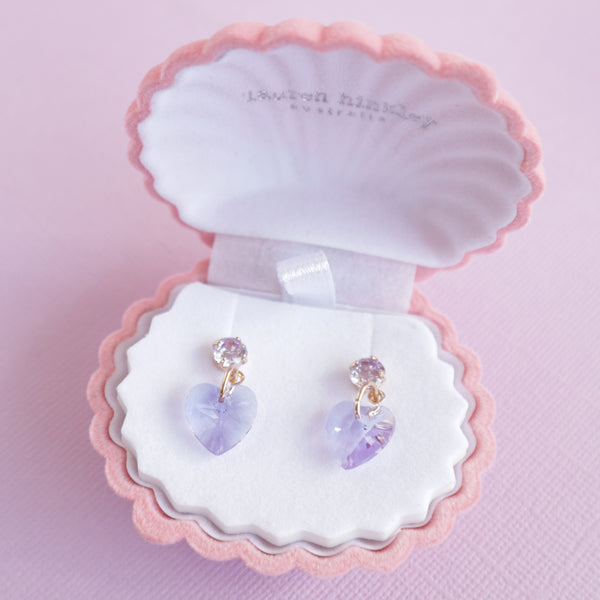 Lavender Jewel Heart Earrings