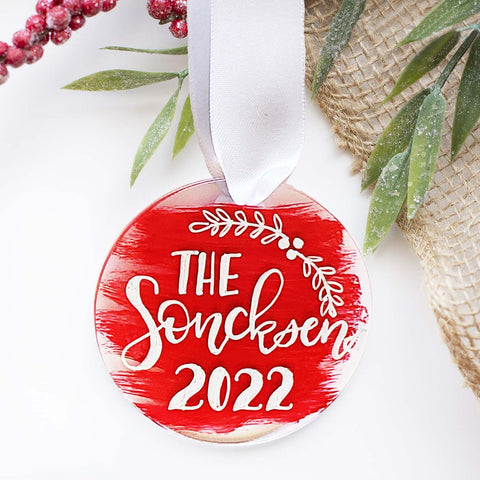 ACRYLIC CHRISTMAS ORNAMENT — Peach & Pom