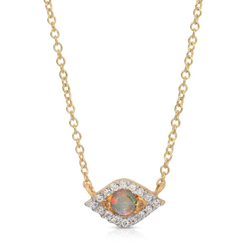 Diamond & Opal Evil Eye Necklace