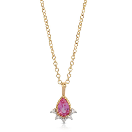 Pear Pink Sapphire & Diamond Necklace