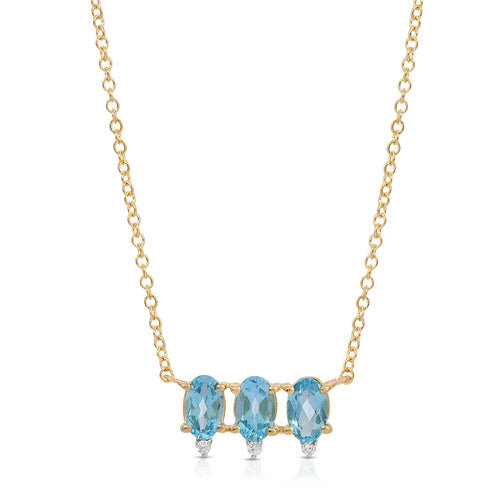 Oval Blue Topaz & Diamond Necklace