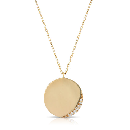 The Crescent Diamond Disk Necklace
