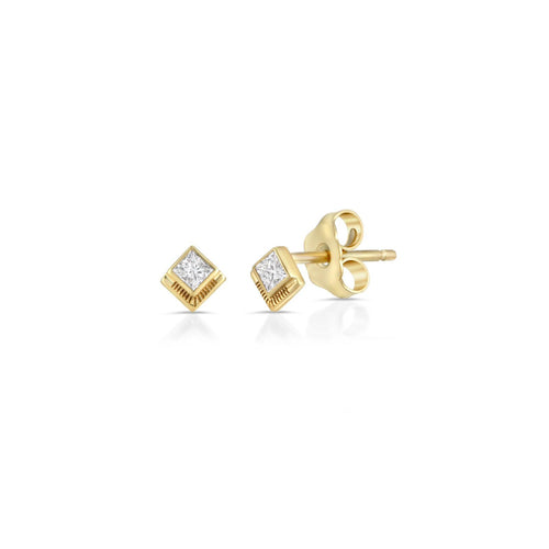 Princess Cut Studs w/ Pattern