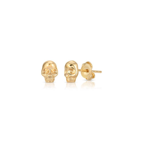 Gold Skull Stud Earrings