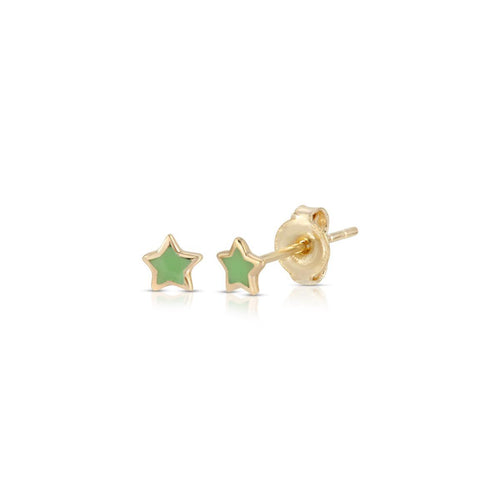 Green Star Enamel Stud Earrings