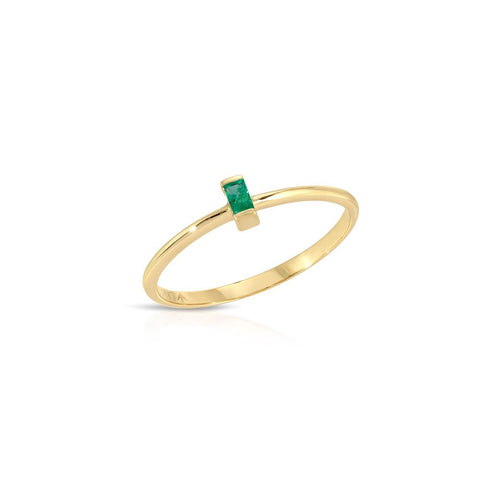 Green Emerald Baguette Ring