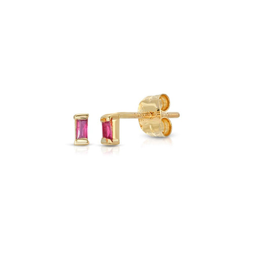 Red Ruby Baguette Studs