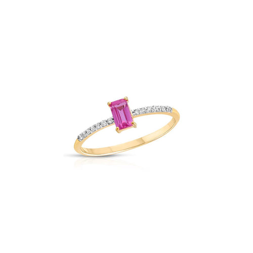 Pink Sapphire & Diamond Solitaire Ring