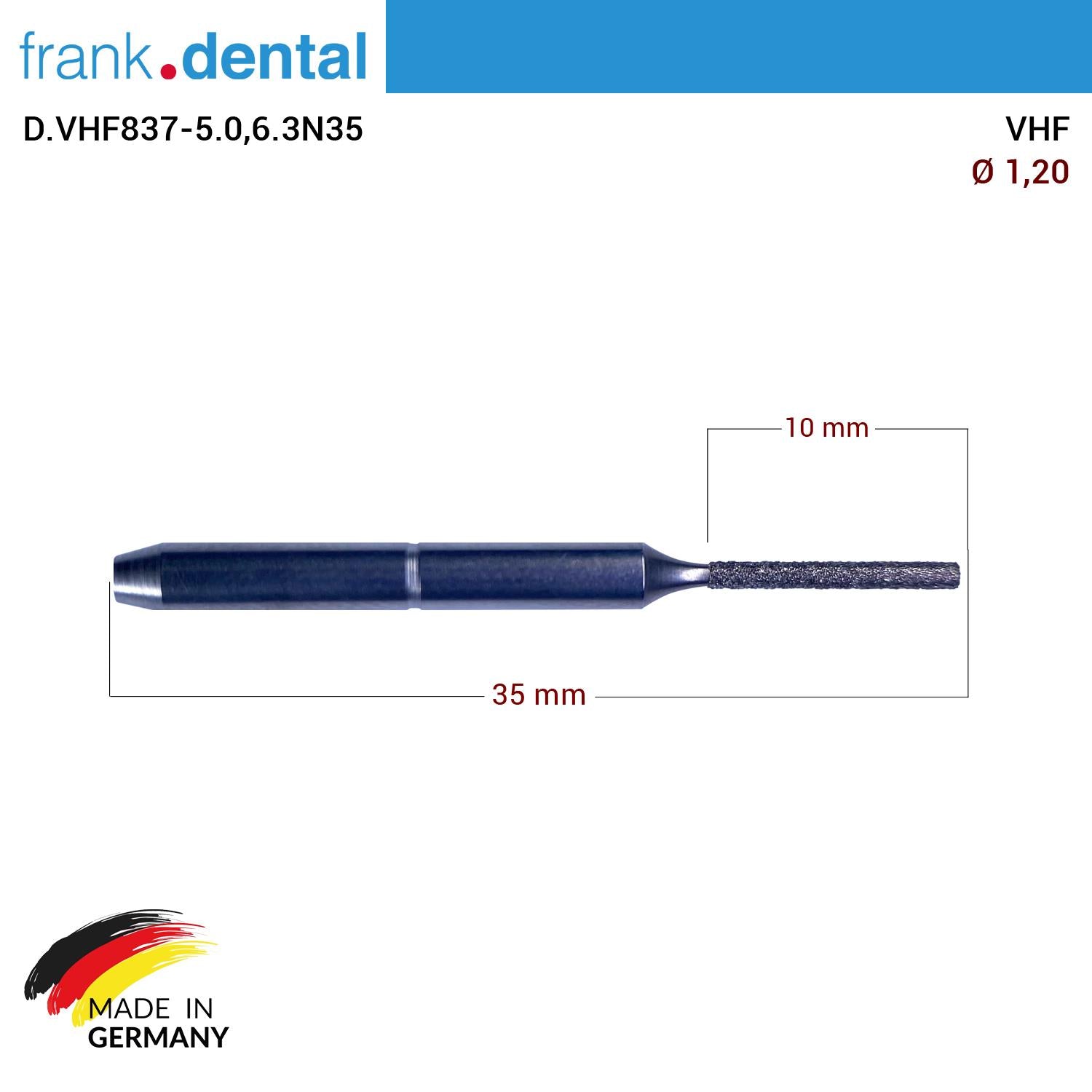 VHF Diamond Cad Cam Drill 1.20 mm