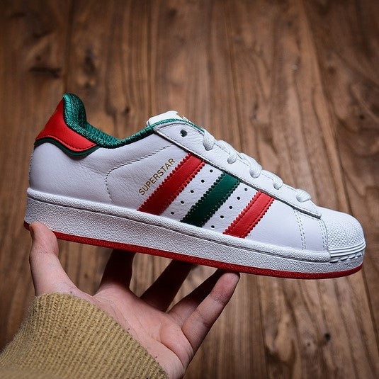 adidas superstar white red green