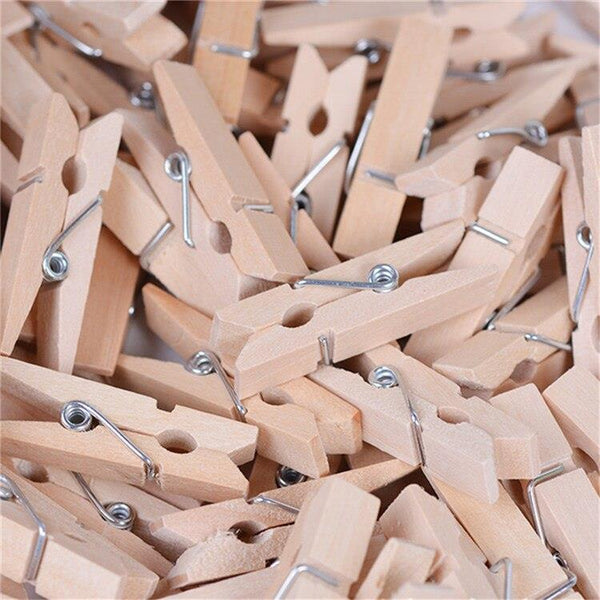 24x Bamboo Clothes Pegs