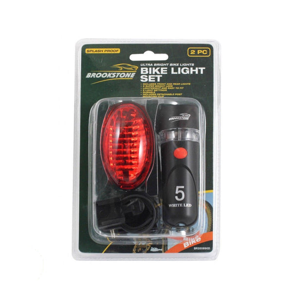 Bike Light Set - Front & Rear Super Bright 5 LEDs with Detachable Mounting Clip