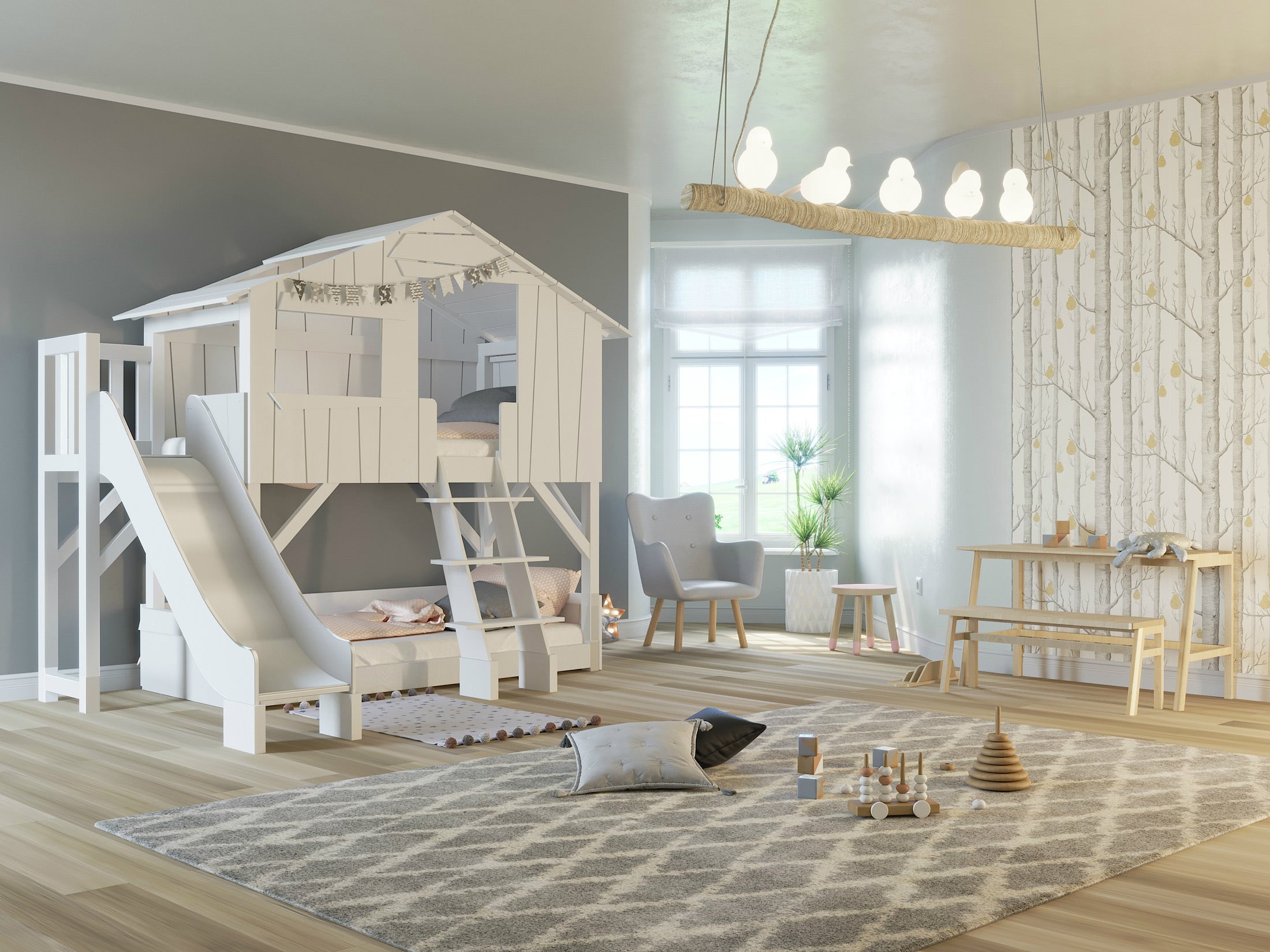 mathy by bols treehouse bunk bed with slide