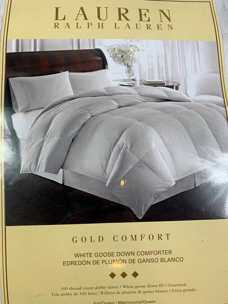 Ralph Lauren Gold Comfort White Goose Down Comforter Full Queen