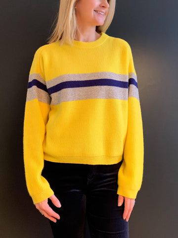 Van Kukil yellow striped cashmere jumper
