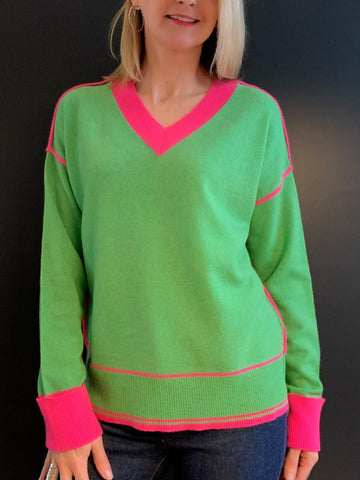 Van Kukil Green and pink cashmere knit jumpers 