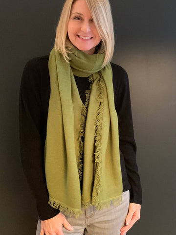 Van Kukil Olive cashmere scarf