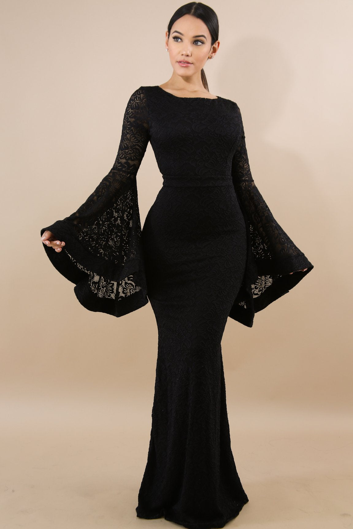 bell sleeves long gown