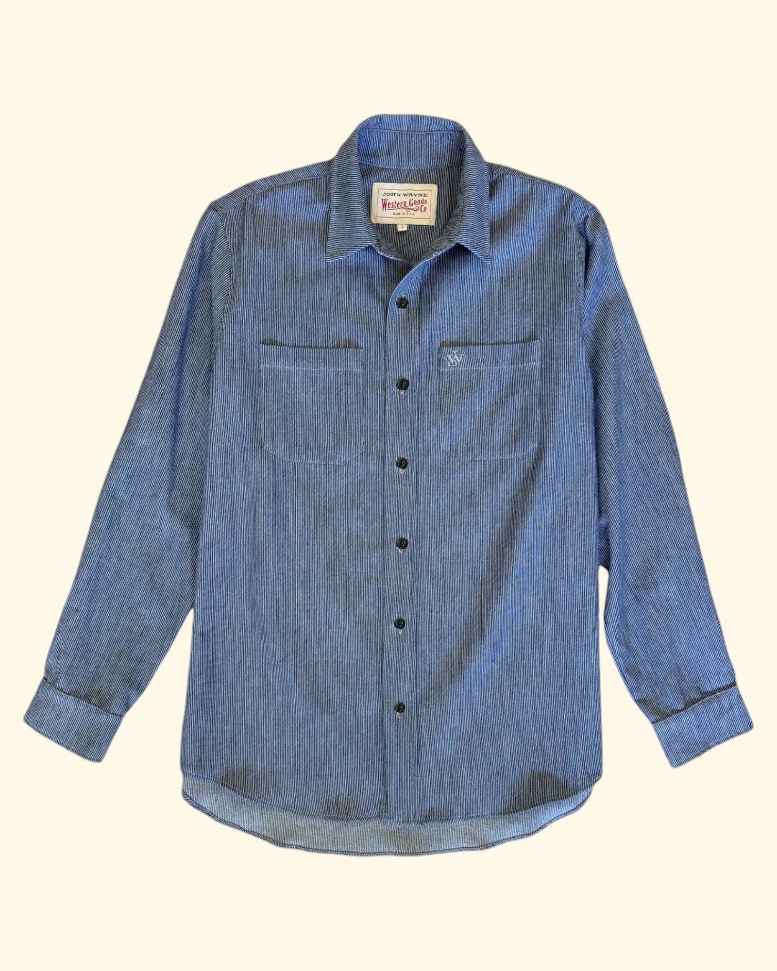 The "Ethan" Shirt - Train Robbers Indigo Stripe - John Wayne Stock  Supply product image