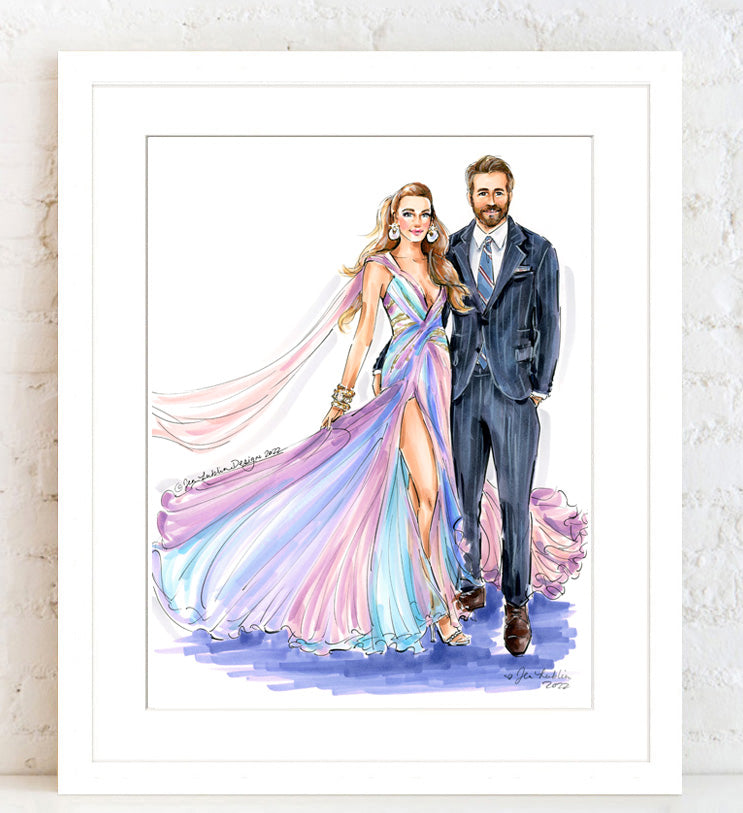 BASIC Custom Illustration (BLACK TIE) on Solid Background ~ 1-2 Full F –  Jen Lublin Design, LLC