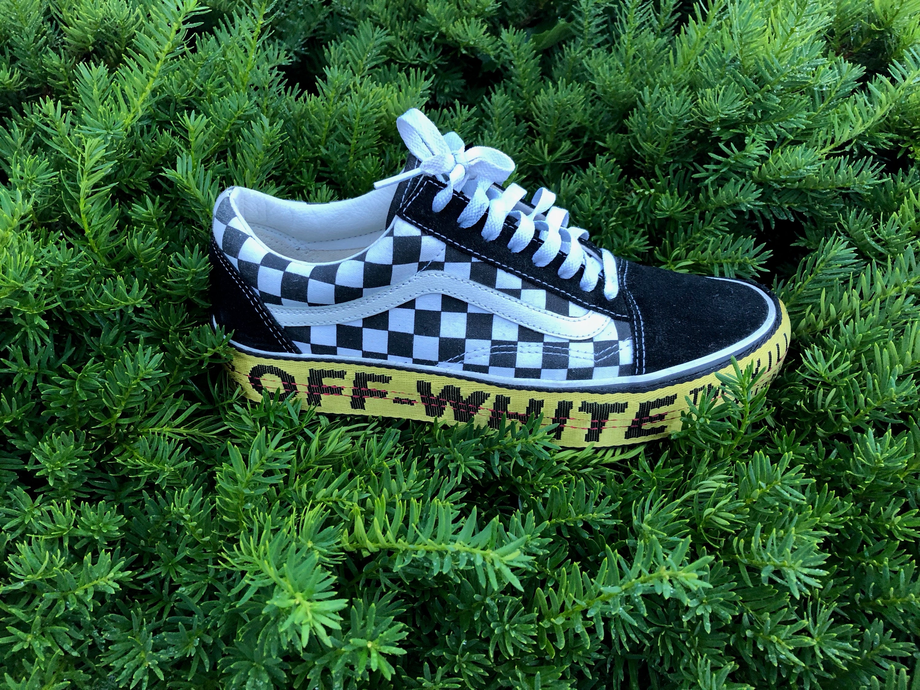 off white vans checkered