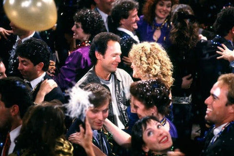 Billy Crystal and Meg Ryan during the New Year's Eve scene in When Harry Met Sally