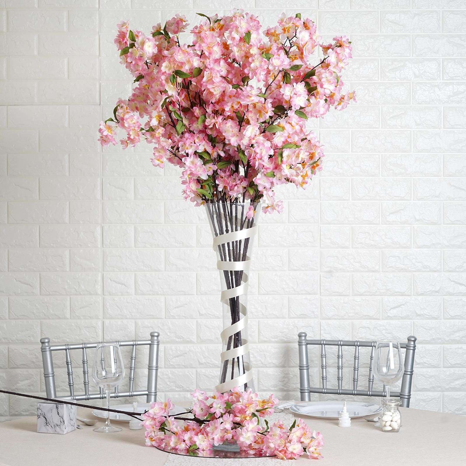 10 Pack 40 Tall Pink Silk Artificial Flowers Cherry Blossoms