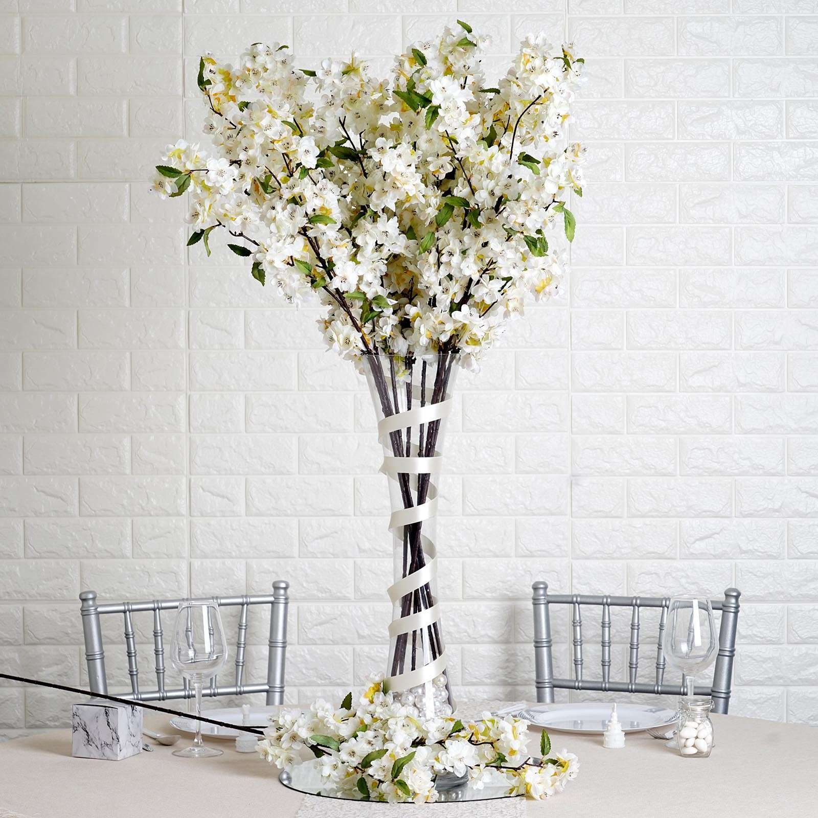 white artificial flower arrangements