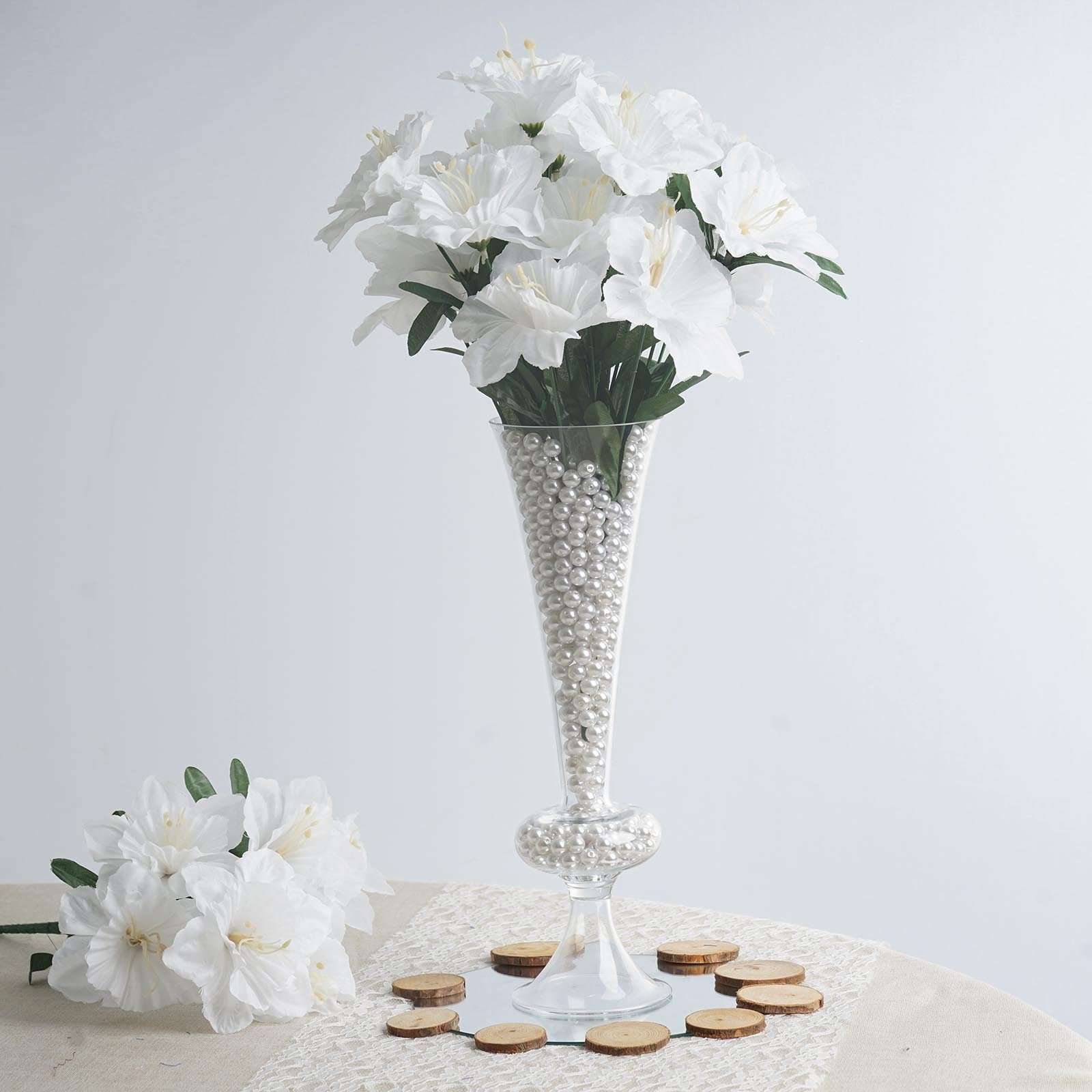 12 Bush 72 Pcs White Artificial Silk Daffodil Flower Bridal Bouquet