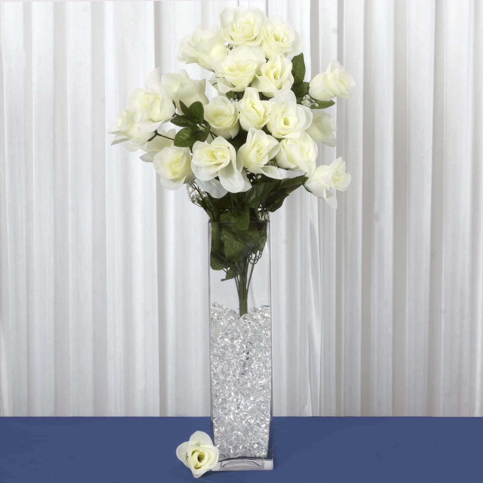 4 Bush 96 Pcs Cream Artificial Large Rose Bud Flower Bridal Bouquet