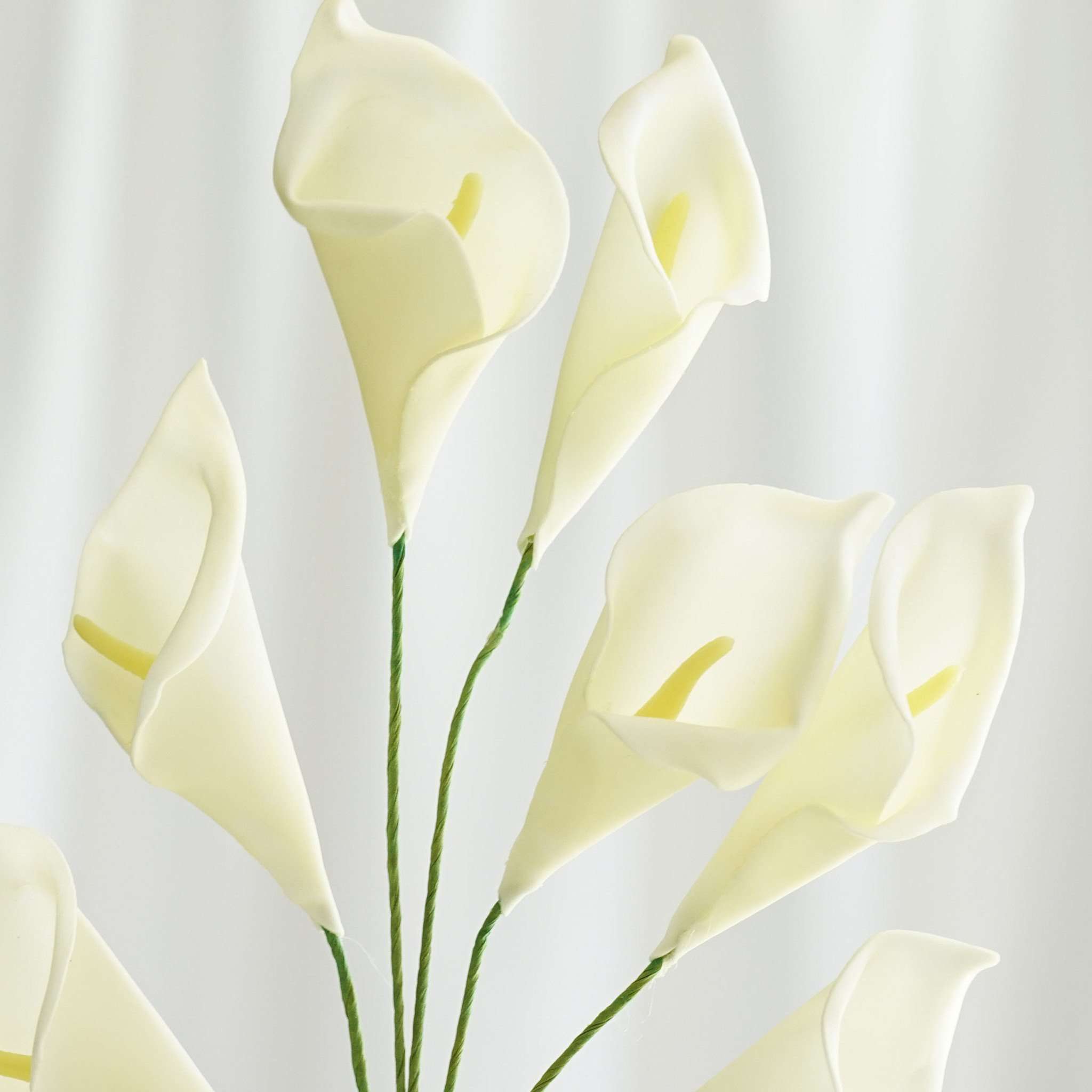6 Bush 42 Pcs Cream Artificial Calla Lilies Flowers Wedding Vase
