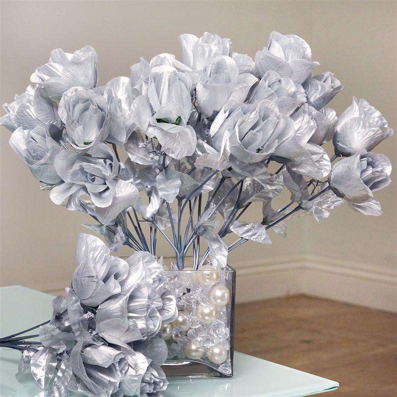 silver artificial flowers