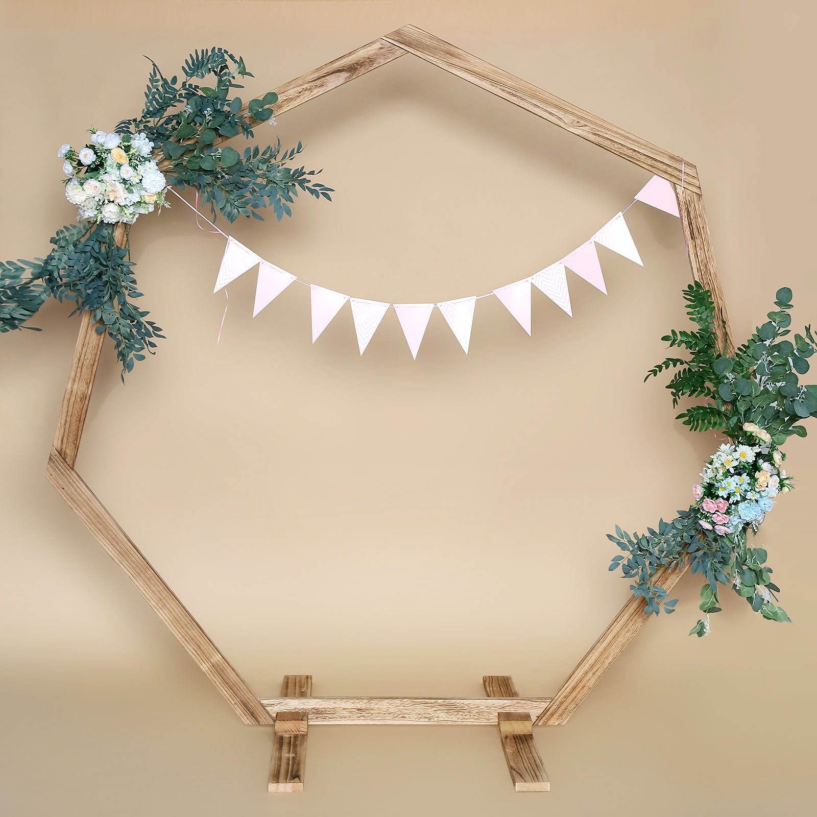 7ft Wooden Wedding Arch Heptagonal Wedding Arbor Photo Booth Backdro Chaircoverfactory