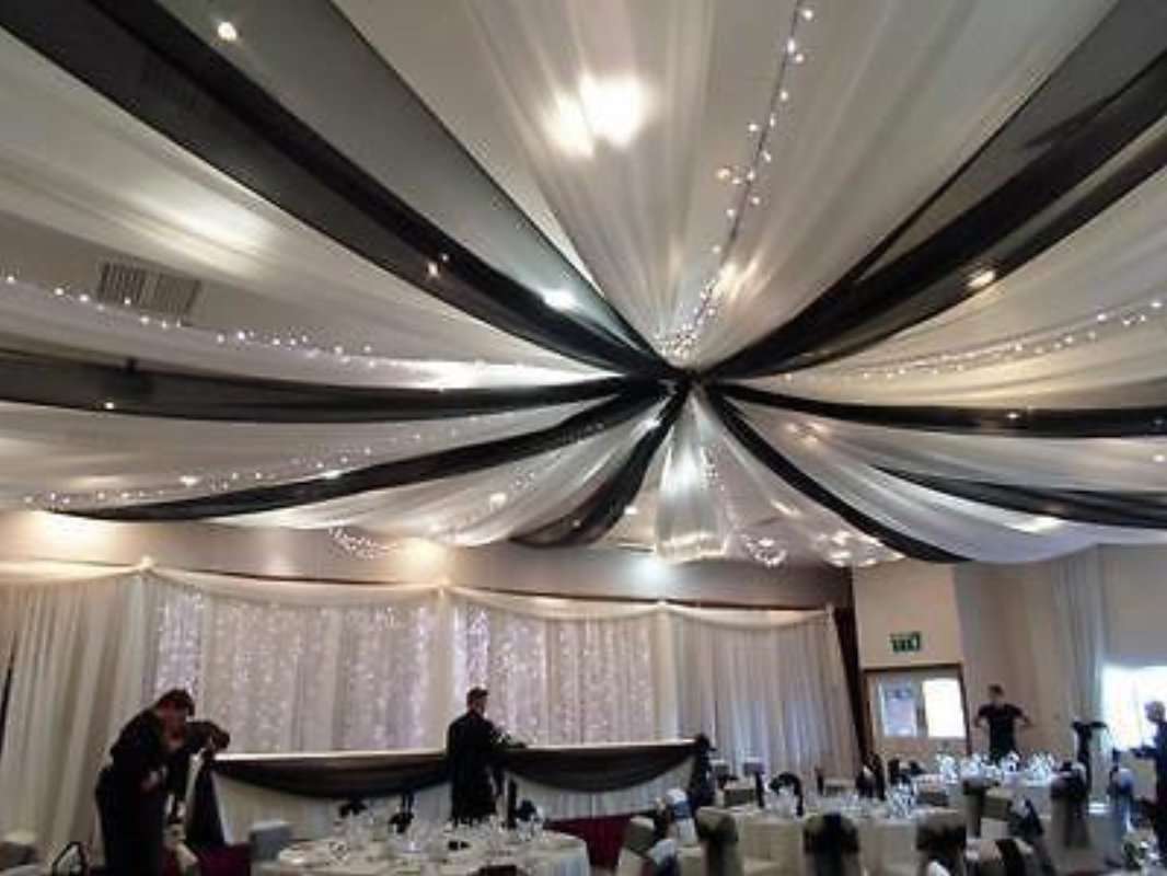 40ft White Ceiling Drapes Sheer Curtain Panels Fire Retardant