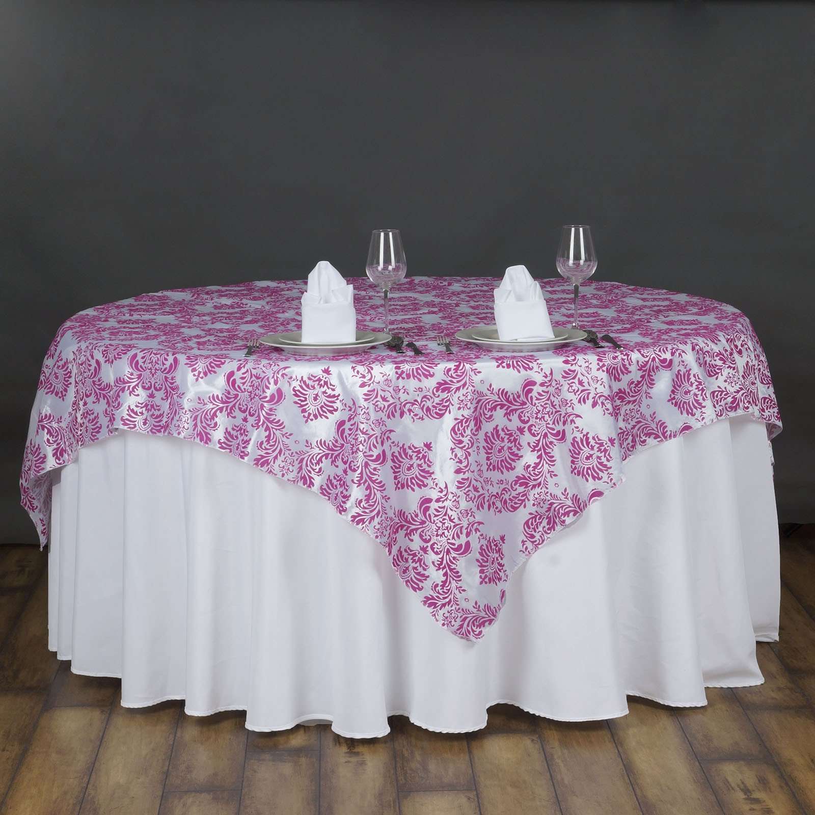 72 Fushia Flocking Tablecloth Overlay Wedding Table Decor