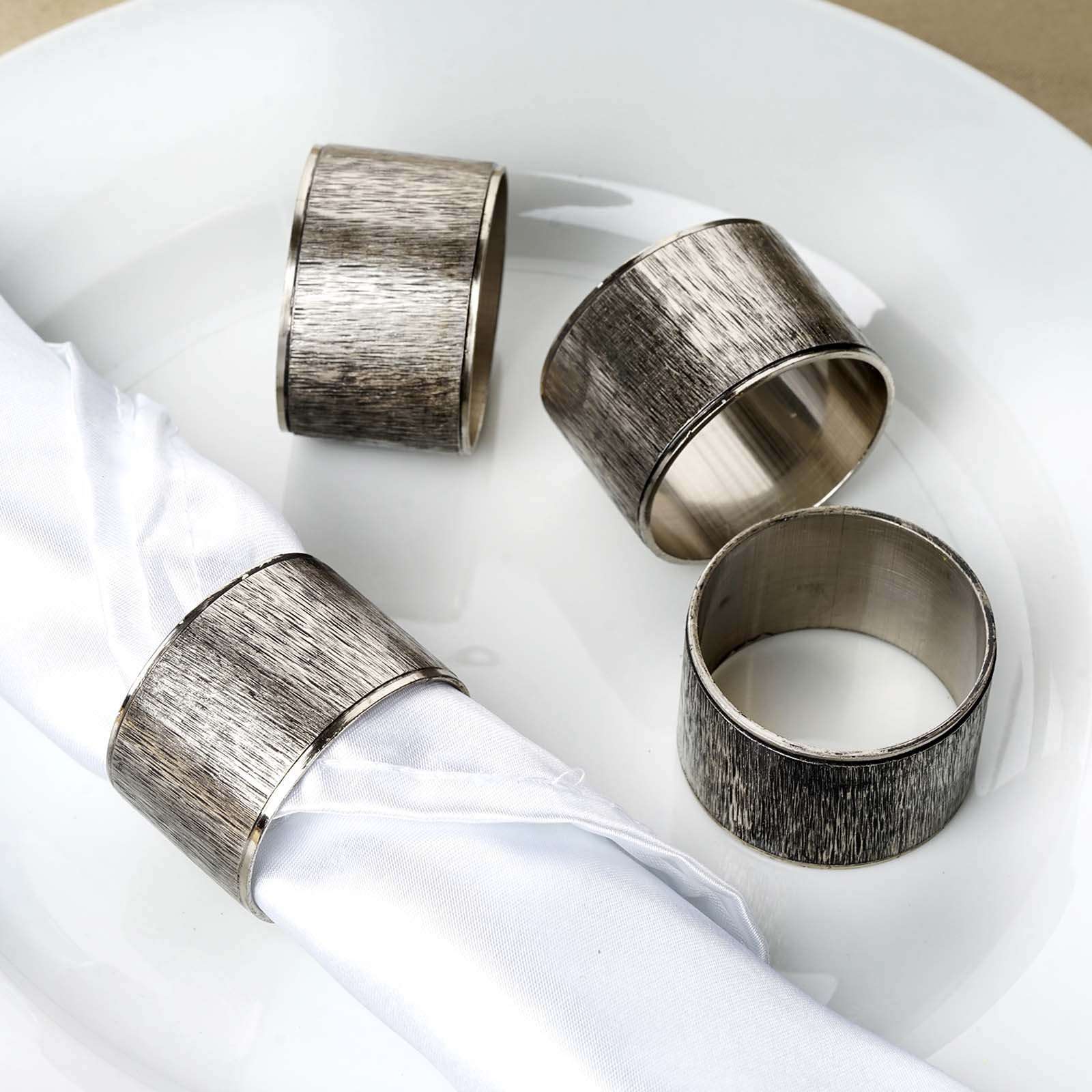 4 Pcs Wholesale Vintage Copper Napkin Rings With Ribbed Surface For