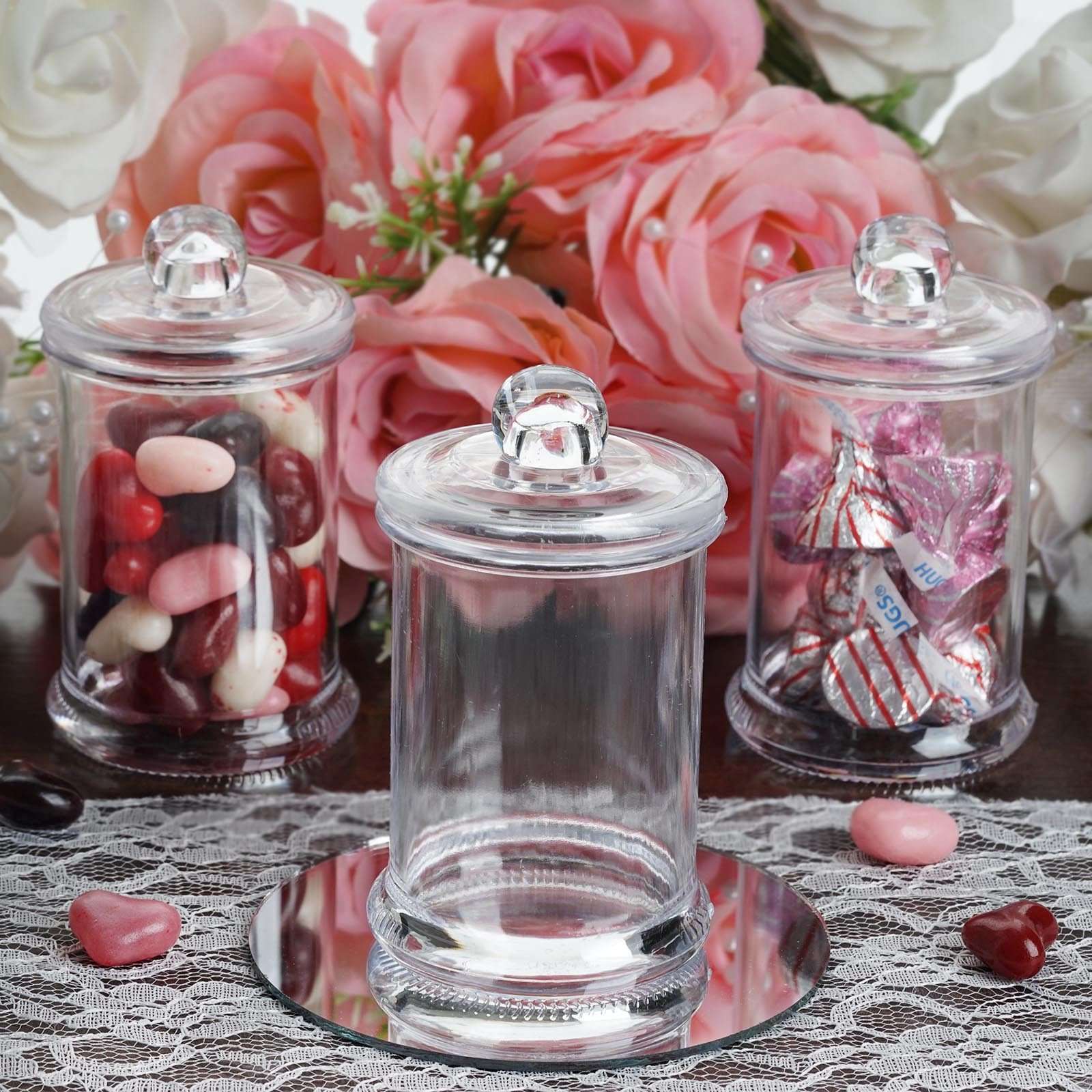 Set of 12 | 6 Oz Plastic Candy Jars Favor Container With Clear Lid