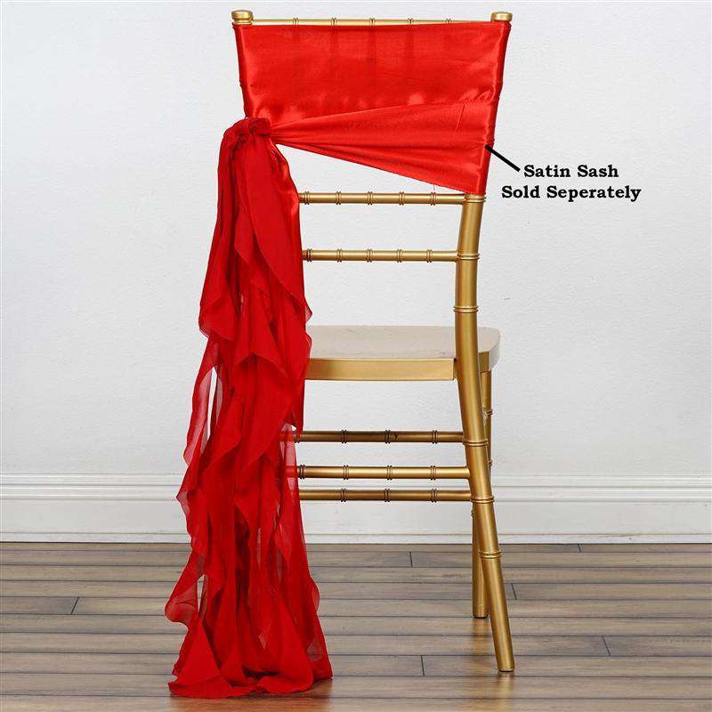 Chiffon Red Curly Willow Chair Sashes For Catering Wedding Party Decorations Chaircoverfactory