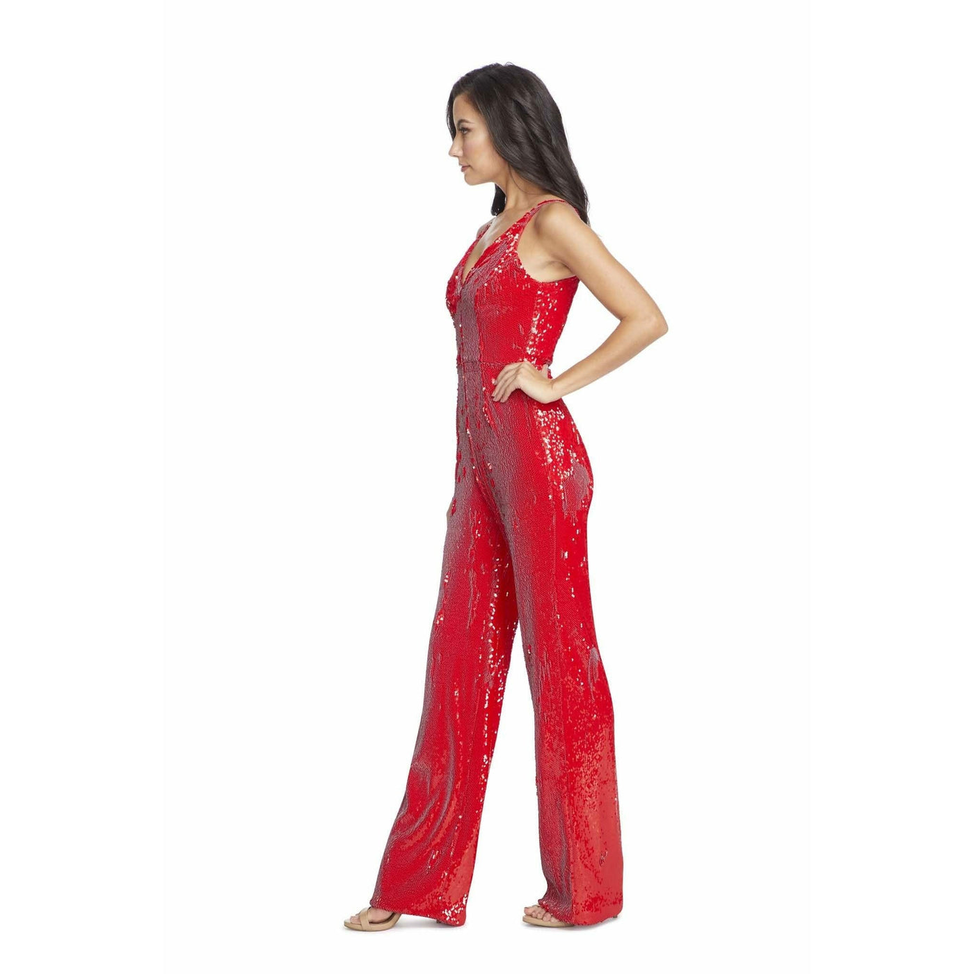red sequin catsuit