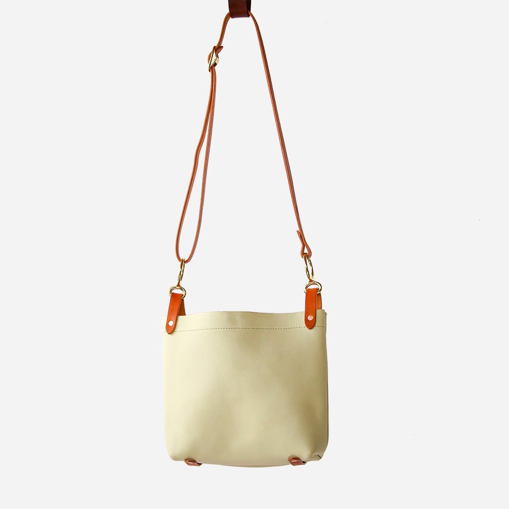 Braided Leather and Copper Crossbody Bag “Quadro” - Orange and