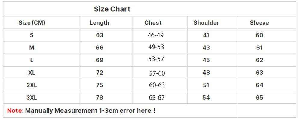 size chart for sweatshirts