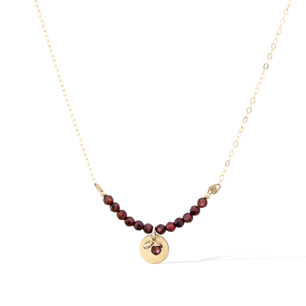 The Aura Necklace - Gold and Red Garnet