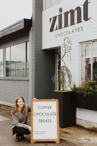 dork vegan woman with sandwich board