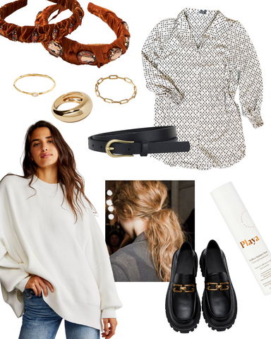 Preppy Edgy with Loafers + Gold Jewelry