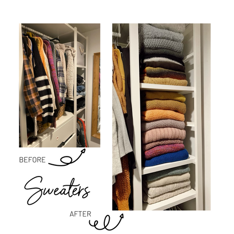 before and after sweater organization