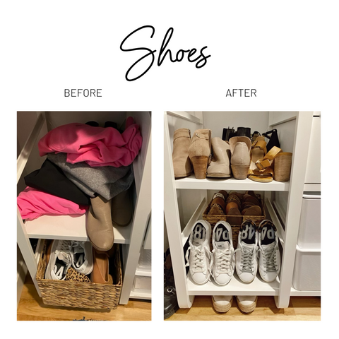 before and after shoe organization