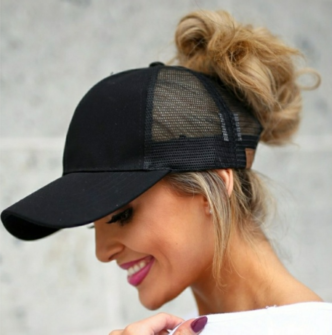 messy bun baseball cap